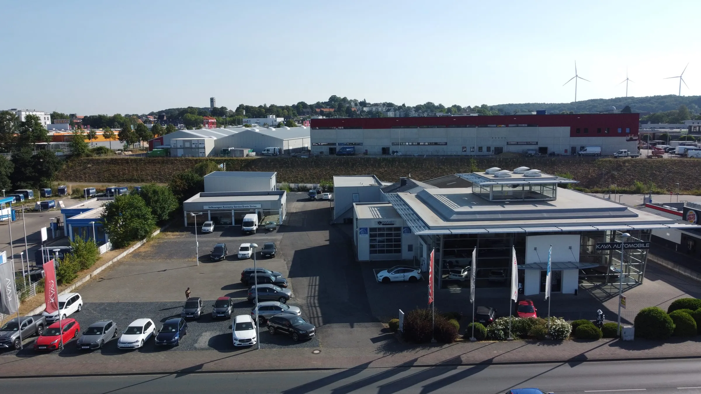 Luftaufnahme des Betriebsgeländes der Kava Automobile GmbH